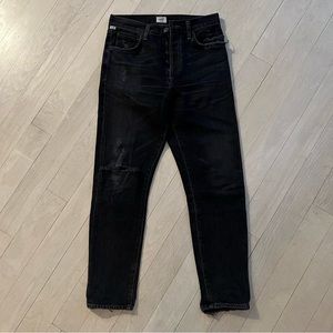 Citizens Of Humanity Black Distressed Boyfriend Jeans